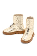 Women's Gold Knit Patterned Metallic Casual Boots | Derimod Women's Gold Knit Patterned Metallic Casual Boots | Derimod