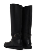 Woman Black Buckle-Detail Leather Boots | Derimod Woman Black Buckle-Detail Leather Boots | Derimod
