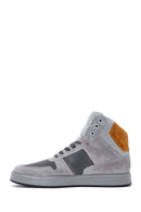 Men's Gray Leather High Top Sneaker | Derimod Men's Gray Leather High Top Sneaker | Derimod