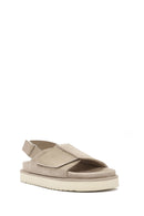 Women's Beige Strappy Suede Leather Sandals | Derimod Women's Beige Strappy Suede Leather Sandals | Derimod