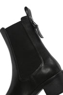 Women's Black Thick Heeled Leather Chelsea Boots | Derimod Women's Black Thick Heeled Leather Chelsea Boots | Derimod
