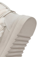 Women's White Fur Detailed Leather Boots | Derimod Women's White Fur Detailed Leather Boots | Derimod