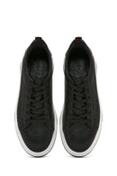 Men's Black Lace-up Thick-Sole Leather Sneaker | Derimod Men's Black Lace-up Thick-Sole Leather Sneaker | Derimod