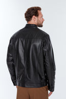 Ford (Plus) Men's Black Leather Jacket | Derimod Ford (Plus) Men's Black Leather Jacket | Derimod