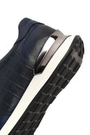 Men's Navy Blue Lace-Up Thick Sole Leather Sneaker | Derimod Men's Navy Blue Lace-Up Thick Sole Leather Sneaker | Derimod