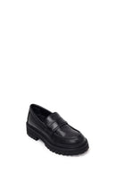 Woman Black Thick-Soled Leather Masculine Loafer | Derimod Woman Black Thick-Soled Leather Masculine Loafer | Derimod