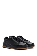 Erkek Siyah Bağcıklı Deri Sneaker | Derimod Erkek Siyah Bağcıklı Deri Sneaker | Derimod