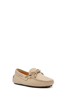 Women's Beige Bow Leather Loafer | Derimod Women's Beige Bow Leather Loafer | Derimod
