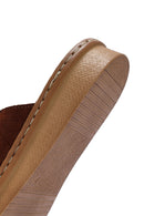 Woman Tan Buckled Suede Leather Comfort Slippers | Derimod Woman Tan Buckled Suede Leather Comfort Slippers | Derimod