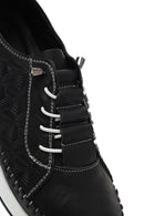 Women's Black Lace-Up Thick-Soled Patterned Leather Comfort Shoes | Derimod Women's Black Lace-Up Thick-Soled Patterned Leather Comfort Shoes | Derimod