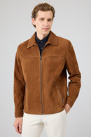 Mark Men's Brown Suede Leather Jacket | Derimod Mark Men's Brown Suede Leather Jacket | Derimod