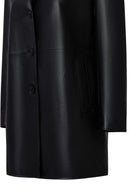 Emma Women's Black Leather Coat | Derimod Emma Women's Black Leather Coat | Derimod