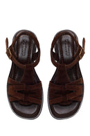 Woman Brown Ankle-Buckle Suede Leather Sandals | Derimod Woman Brown Ankle-Buckle Suede Leather Sandals | Derimod