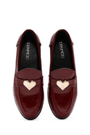 Women's Burgundy Accessory Detailed Leather Masculine Loafer | Derimod Women's Burgundy Accessory Detailed Leather Masculine Loafer | Derimod