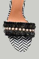 Women's Heeled Sandals with Tassels and Pearl Detail | Derimod Women's Heeled Sandals with Tassels and Pearl Detail | Derimod