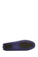 Women's Navy Blue Suede Leather Loafer | Derimod Women's Navy Blue Suede Leather Loafer | Derimod