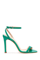 Women's Green Leather Heeled Sandals | Derimod Women's Green Leather Heeled Sandals | Derimod