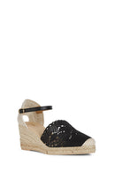 Geox Women's Black Gelsa Knit Wedge Heels Leather Espadrilles | Derimod Geox Women's Black Gelsa Knit Wedge Heels Leather Espadrilles | Derimod
