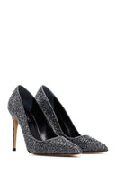Women's Anthracite Leather Thin High Heel Stiletto | Derimod Women's Anthracite Leather Thin High Heel Stiletto | Derimod