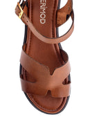 Women's Tan Leather Flat Sandals | Derimod Women's Tan Leather Flat Sandals | Derimod