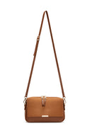 Woman Tan Chain-Strap Suede Crossbody Bag | Derimod Woman Tan Chain-Strap Suede Crossbody Bag | Derimod
