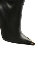 Women's Black Zippered High Thin Heeled Leather Boots | Derimod Women's Black Zippered High Thin Heeled Leather Boots | Derimod