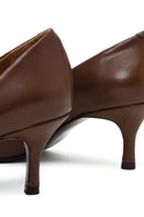 Woman Light Brown Leather Stiletto with Thin Heel | Derimod Woman Light Brown Leather Stiletto with Thin Heel | Derimod