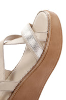 Women's Beige Leather Thick Sole Comfort Sandals | Derimod Women's Beige Leather Thick Sole Comfort Sandals | Derimod