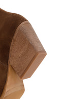 Women's Brown Stone Leather Cowboy Boots | Derimod Women's Brown Stone Leather Cowboy Boots | Derimod
