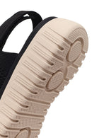 Women's Black Strapped Thick-Soled Fabric Sandals | Derimod Women's Black Strapped Thick-Soled Fabric Sandals | Derimod