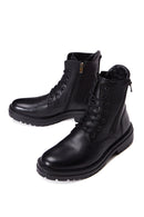 Men's Black Leather Zippered Casual Boots | Derimod Men's Black Leather Zippered Casual Boots | Derimod