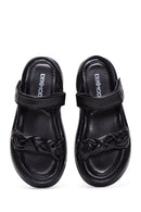Kadın Siyah Deri Comfort Sandalet | Derimod Kadın Siyah Deri Comfort Sandalet | Derimod