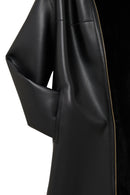 Artesina Women's Black Hooded Teddy Leather Coat | Derimod Artesina Women's Black Hooded Teddy Leather Coat | Derimod