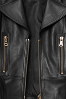 Athena Women's Black Short Leather Jacket | Derimod Athena Women's Black Short Leather Jacket | Derimod