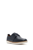 Men's Navy Blue Leather Casual Shoes | Derimod Men's Navy Blue Leather Casual Shoes | Derimod