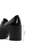Kadın Siyah Rugan Deri Topuklu Loafer | Derimod Kadın Siyah Rugan Deri Topuklu Loafer | Derimod