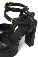 Woman Black Platform Thick High-Heeled Sandals | Derimod Woman Black Platform Thick High-Heeled Sandals | Derimod