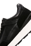 Erkek Siyah Bağcıklı Kalın Tabanlı Deri Casual Sneaker | Derimod Erkek Siyah Bağcıklı Kalın Tabanlı Deri Casual Sneaker | Derimod