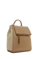 Women's Beige Straw Detail Backpack | Derimod Women's Beige Straw Detail Backpack | Derimod