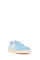 Woman Blue Lace-Up Suede Leather Sneakers | Derimod Woman Blue Lace-Up Suede Leather Sneakers | Derimod