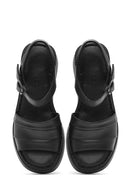 Women's Black Thick Soled Leather Comfort Sandals | Derimod Women's Black Thick Soled Leather Comfort Sandals | Derimod