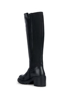 Geox Women's Black Leather Heeled Boots | Derimod Geox Women's Black Leather Heeled Boots | Derimod