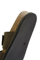 Men's Khaki Nubuck Leather Slippers | Derimod Men's Khaki Nubuck Leather Slippers | Derimod
