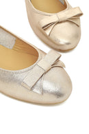 Women's Gold Metallic Leather Ballet Flat | Derimod Women's Gold Metallic Leather Ballet Flat | Derimod