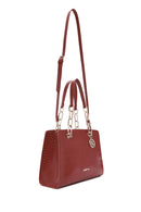 Women's Claret Red Long Strap Crocodile Patterned Classic Shoulder Bag | Derimod Women's Claret Red Long Strap Crocodile Patterned Classic Shoulder Bag | Derimod