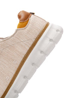 Erkek Bej Bağcıklı Kalın Tabanlı Kumaş Sneaker | Derimod Erkek Bej Bağcıklı Kalın Tabanlı Kumaş Sneaker | Derimod