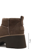 Women's Mink Thick Soled Suede Leather Teddy Boots | Derimod Women's Mink Thick Soled Suede Leather Teddy Boots | Derimod
