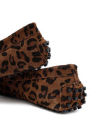 Kadın Leopar Fiyonklu Süet Deri Loafer | Derimod Kadın Leopar Fiyonklu Süet Deri Loafer | Derimod