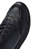 Men's Navy Blue Lace-Up Leather Sneaker | Derimod Men's Navy Blue Lace-Up Leather Sneaker | Derimod
