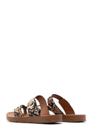 Women's Brown Double Buckled Patterned Slippers | Derimod Women's Brown Double Buckled Patterned Slippers | Derimod